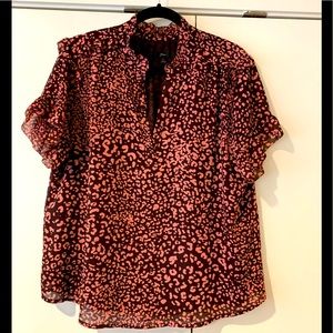 J Crew Ruffle Collar Popover Top Blouse Size Large (fully lined)